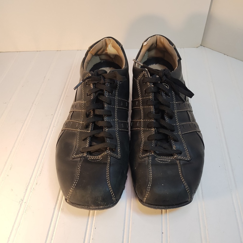 Skechers USA City Walk Malton Mens 11 Black Leather Driving Shoes Sneakers 60488